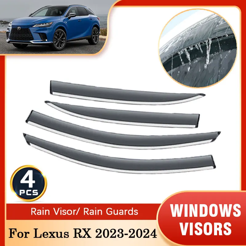 

Козырёк от дождя для Lexus RX ALA10 ALH10 2023 2024, дефлектор для дождевых окон, защитные накладки на вентиляционное отверстие, защита от дыма, хромированные аксессуары