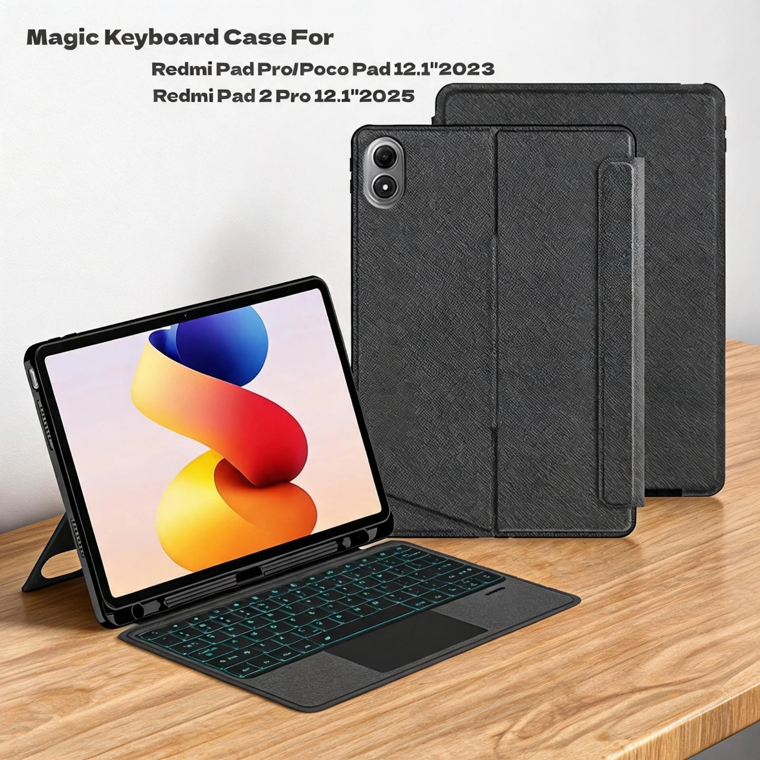 Magic Keyboard Case For Xiaomi Redmi Pad 2 Pro 12.1 Inch 2025 Poco Pad Tablet Cover With Pen Slot And Full Protection Design