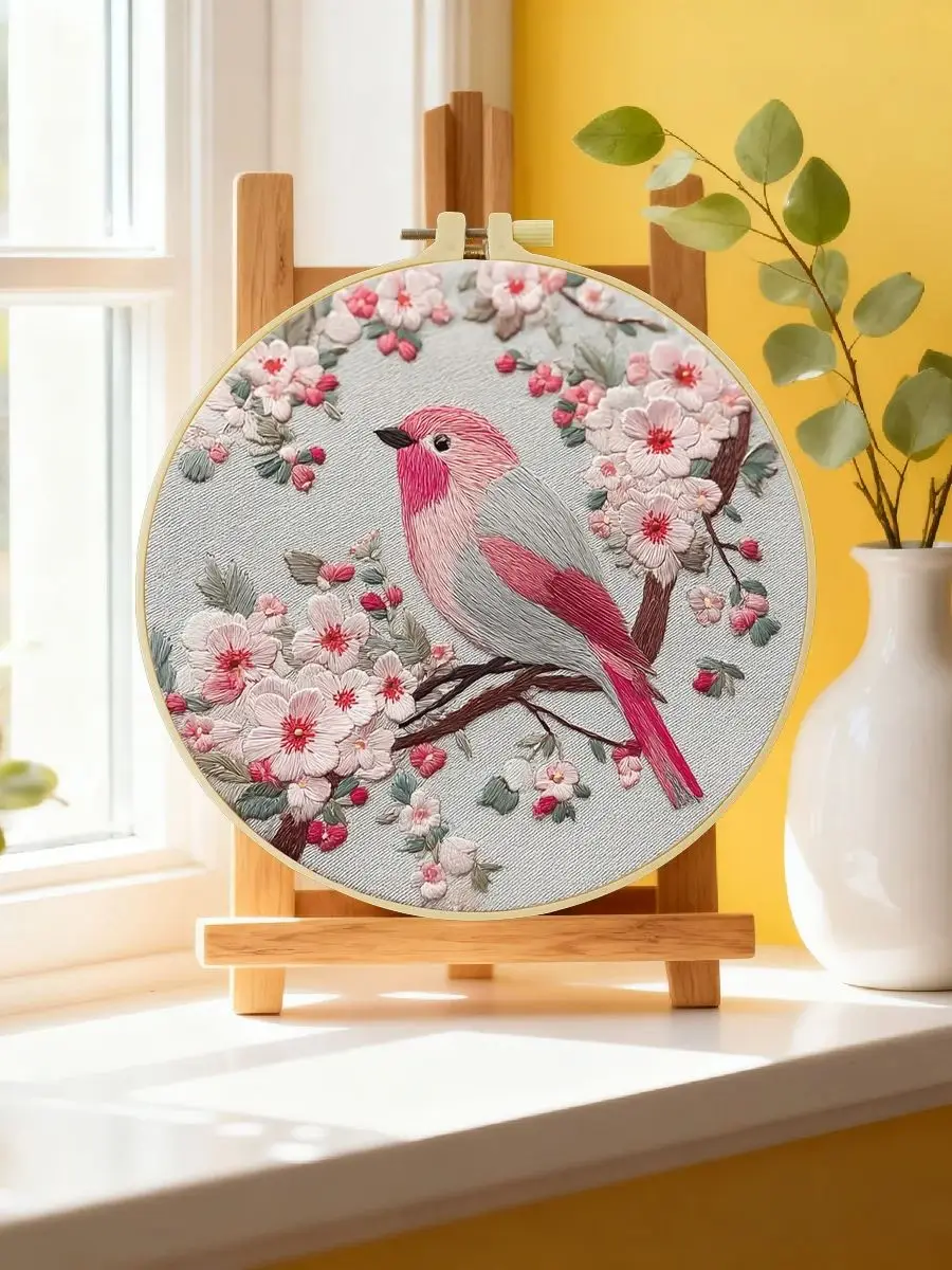 1 Stück 20X20CM/15X15CM 7,87/6,3 Zoll Vogeltaschen-Stickerei-Starter-Kit DIY-Kit DIY-Stickerei-Set Handarbeiten Nadelkunst Nähkunst – Detail 6