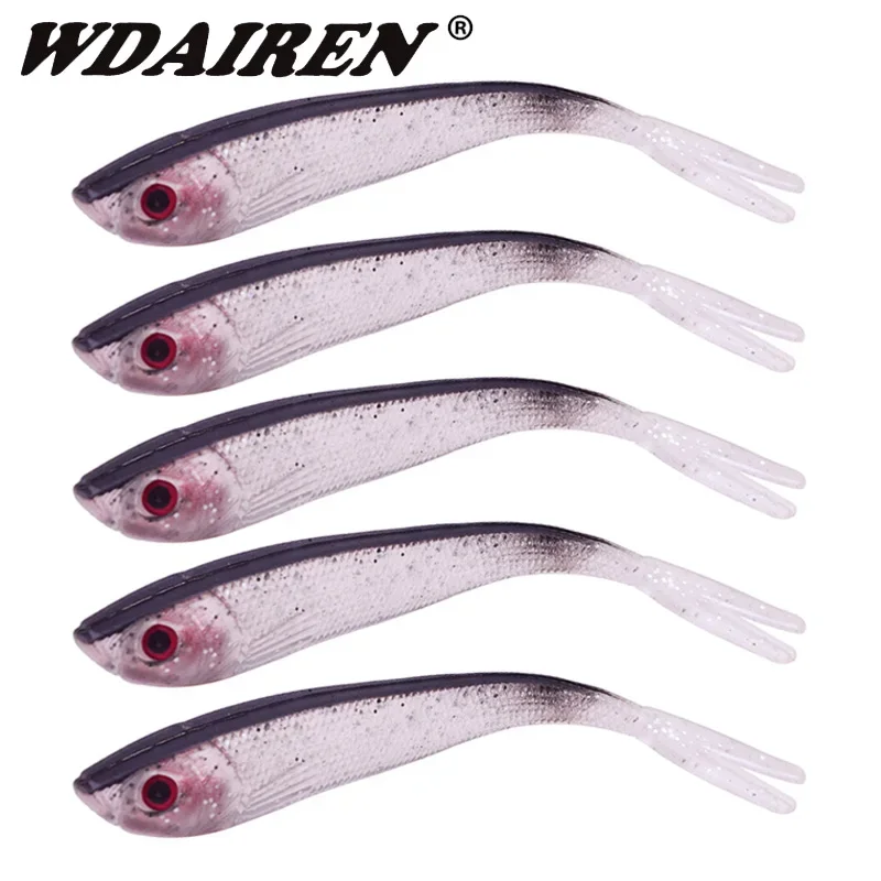 

5Pcs Jigging Wobbler Fishing Lure 10cm/7.5cm Shad Fork Tail Soft Worm Swimbait Artificial Silicone Bait Carp Bass Fishing Tackle