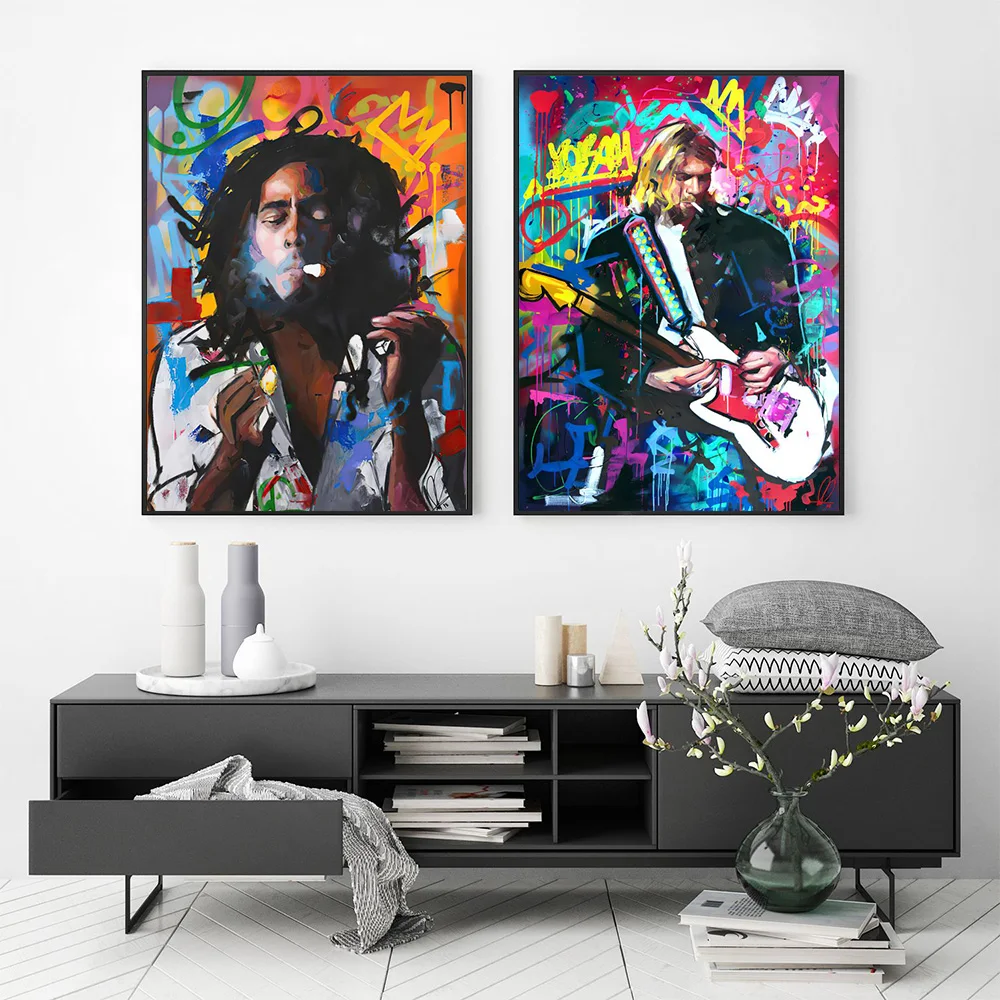 Modern Rocker Home Living Room Bedroom Song Room Decorative Art Poster Office Wall Watercolor Mural Canvas Print Street Graffiti