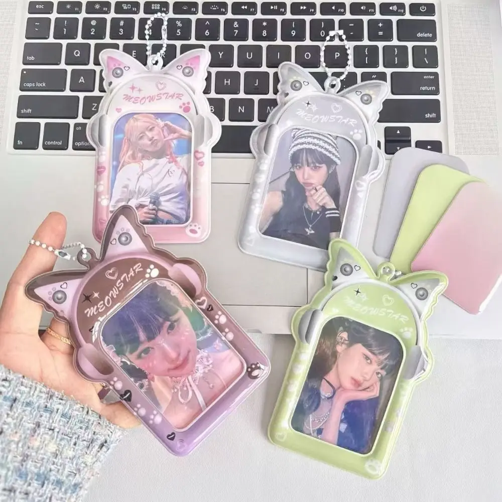 New 3 Inch Kpop Photocard Holder PVC Headphone Butterfly Card Holder Picture Display Storage Idol Photo Frame
