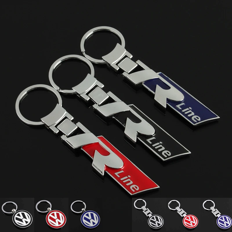 R-Line Emblem Keychain Pendant VW Logo Key Holder For VW R Line GTI Atlas Jetta Touareg Variant Golf Polo Taos Nivus Passat ID.7