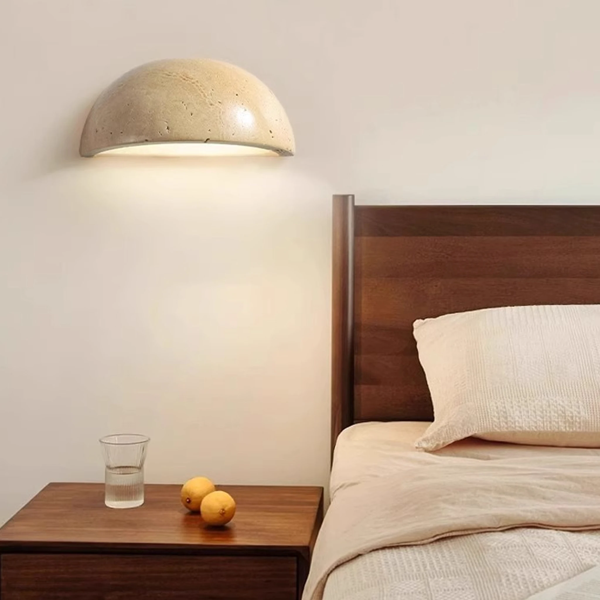 Wandleuchte aus Naturstein, Vintage, halbkreisförmige Kunst-Wandlampe, Wohnzimmer, Schlafzimmer, Nachttisch, Flur, Innenbeleuchtung, Raumdekoration