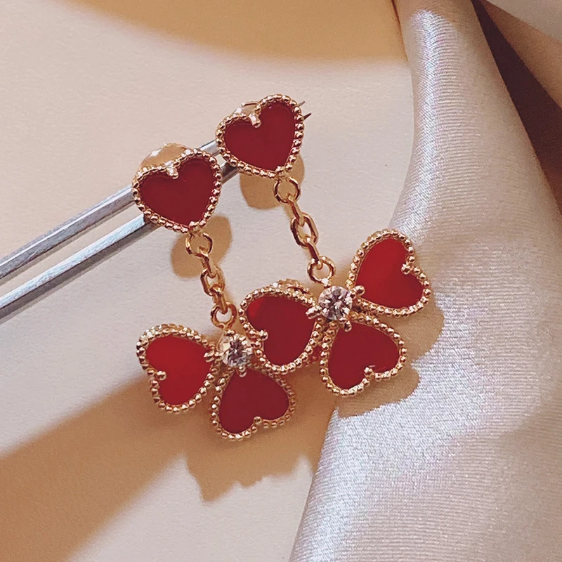 Women's Fashion Brand Jewelry 925 Sterling Silver Heart Shape Earrings Luxury Wedding Party Holiday Gifts