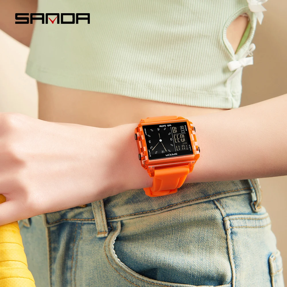 Fashion SADNA New 6273 Women's Electronic Watch Multifunctional Sports Waterproof LED Timing Student Electronic Watch