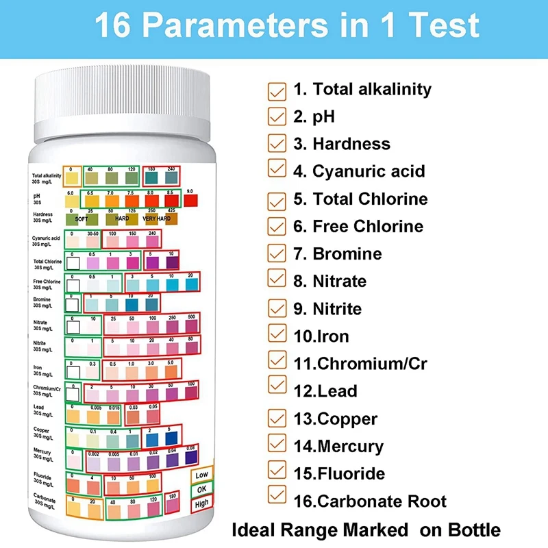 New 16 In 1 Water Testing Kits For Drinking Water- Home Water Test Kit,Water Quality Measurement Kits