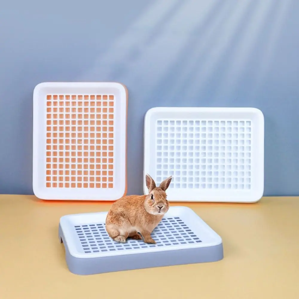 Double Layer Guinea Pig Cage Litter Tray with Grate Space-Saving Rabbit Litter Tray Durable Removable Tray Small Animal Potty