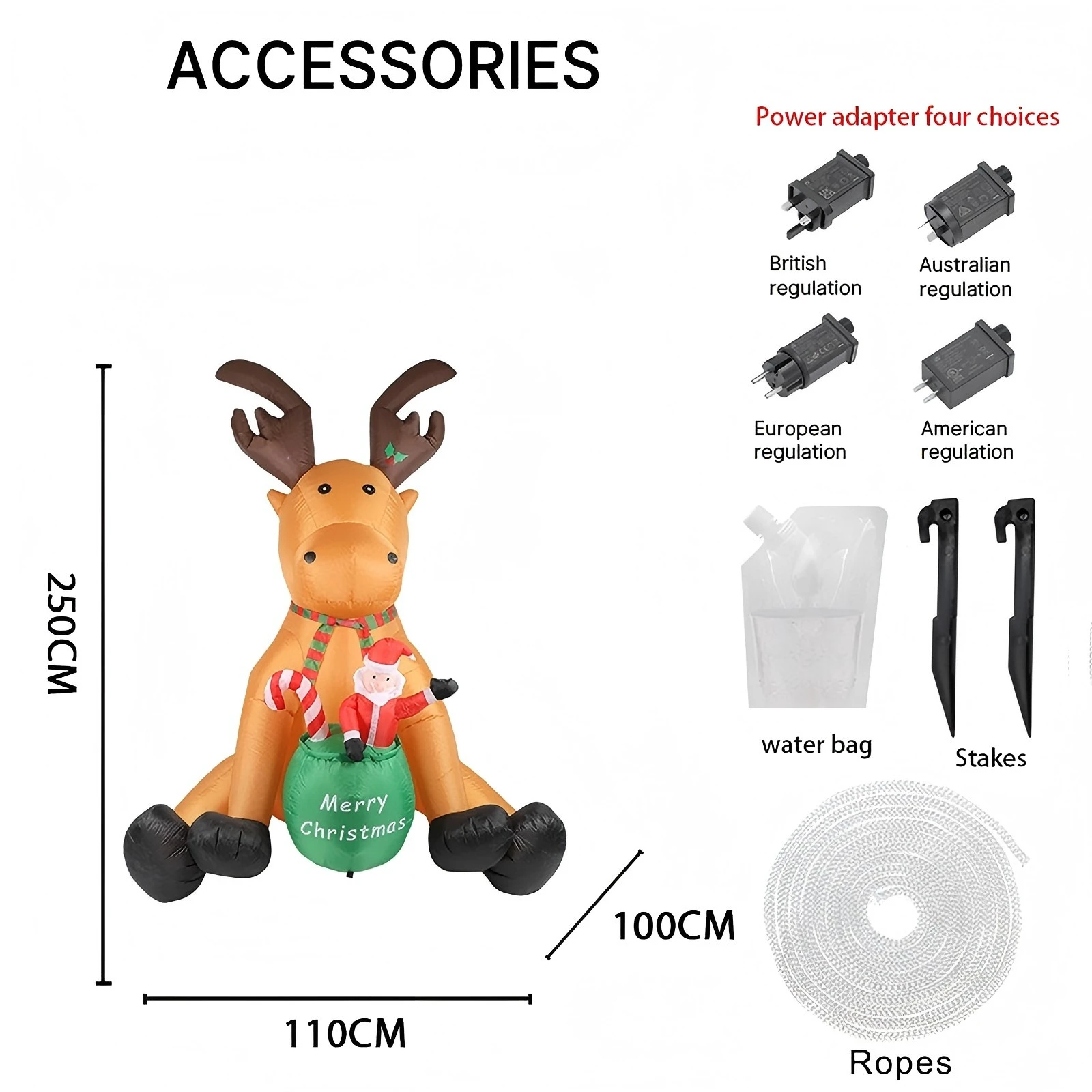 8.2FT Inflatable Toys Reindeer Candy Santa Claus Gift Bag Xmas Yard Lawn Party Decoration LED Christmas  Outdoor Holiday Gift