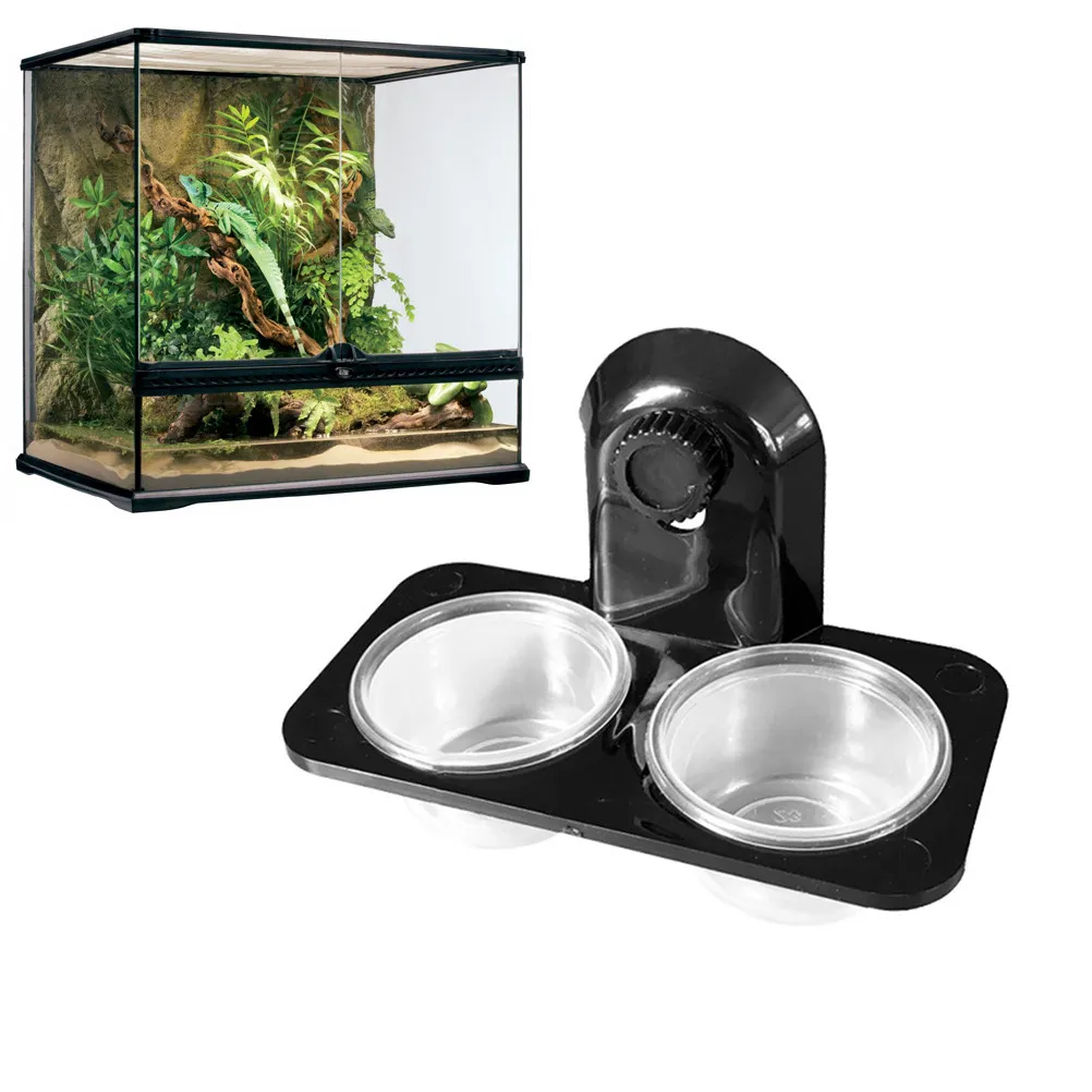 1Pcs Double Grid Reptile Feeding Bowl Premium Thick Glass Pet Food and Water Container for Lizard Scorpion Centipede Smooth