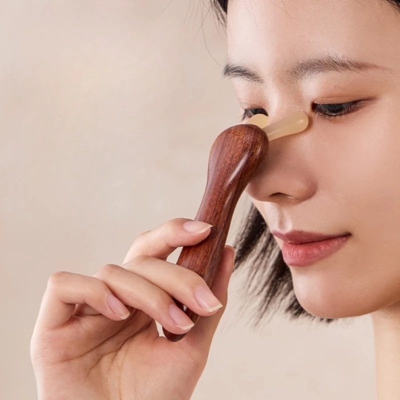 

Beauty Health Eye Massager & Gua Sha Tool Set - Natural Horn & Sandalwood Facial Roller for Acupressure Around Eyes & Nose