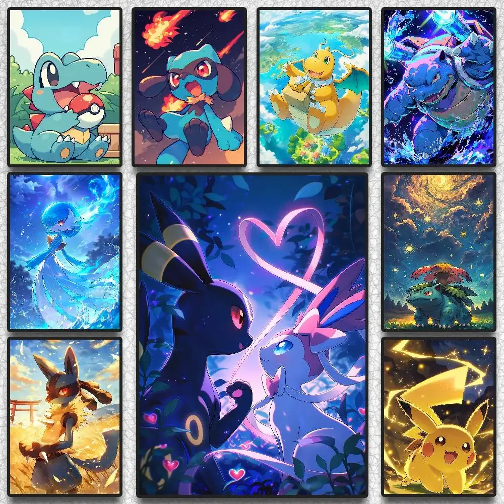 1PC  Pokemon Peripherals Squirtle Totodile Mudkip Anime Canvas Wall Art Prints