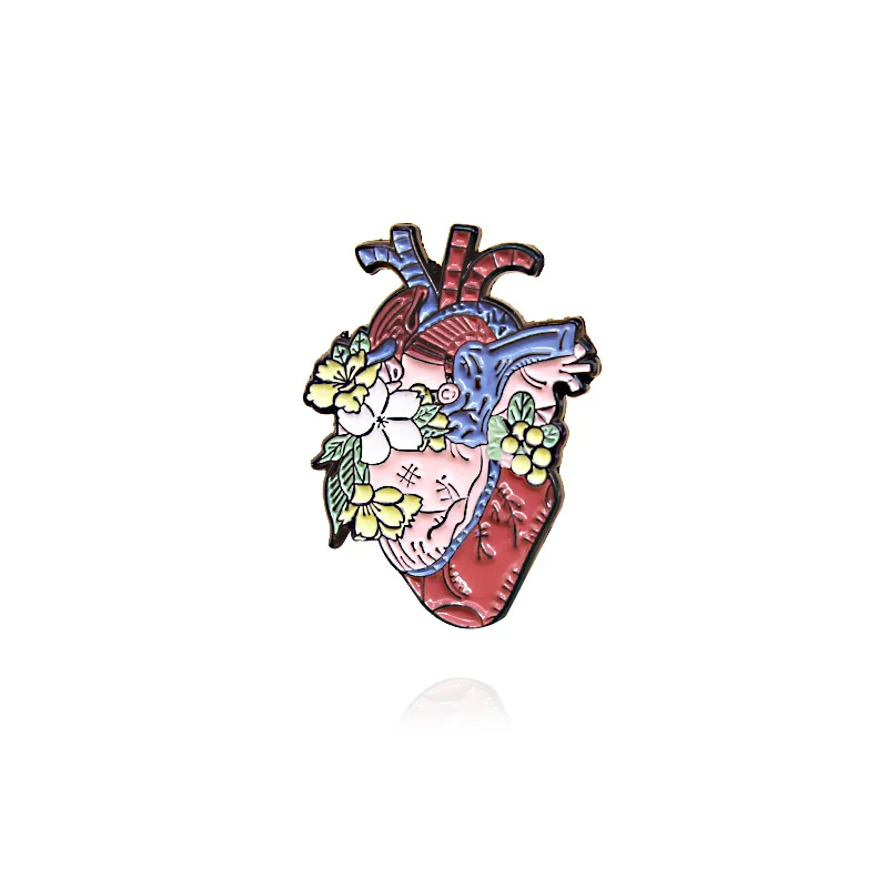Cartoon heart uterus rib shape jewelry brooch personalized human organ clothing decoration pin gift