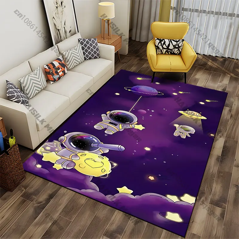 Exploring space with cute astronauts carpet Yoga living room room decor children's crawling mat doormat area rug games mat