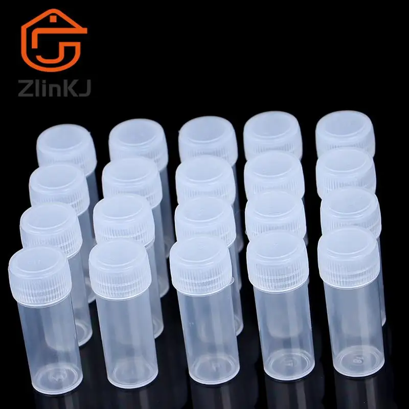 20Pcs 5ml Plastic Bottle Sample Jar 5g Small Barrel Vials Medicine Pill Liquid Powder Capsule Storage Container Packing Bottles