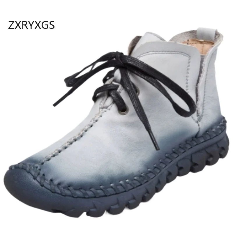 

ZXRYXGS темпераментные трендовые ботильоны из воловьей кожи, нескользящие осенне-зимние ботинки на плоской подошве, повседневные кроссовки, женские дорожные ботинки 2026