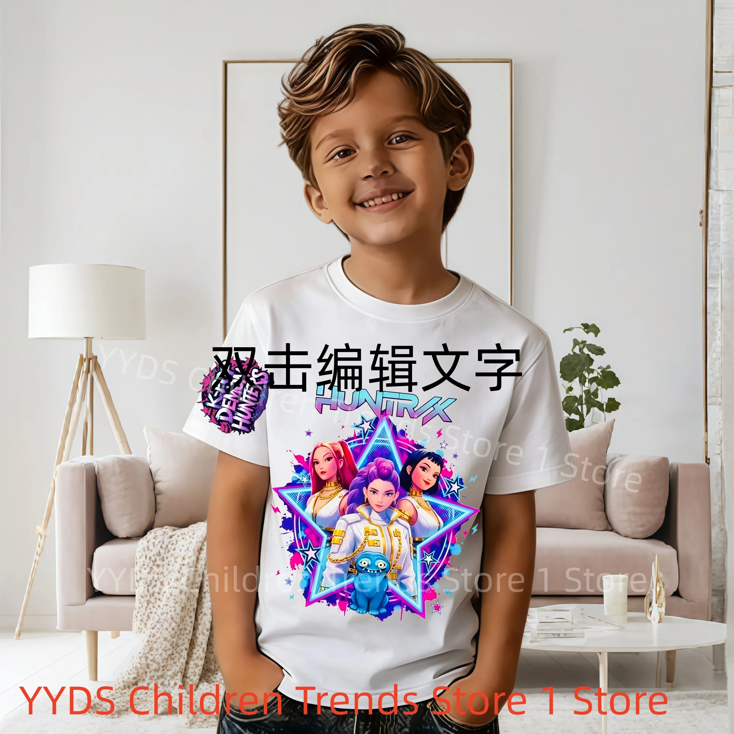 

Футболка с принтом Kpop Demon Hunters, летняя детская одежда, футболка по мотивам фильма 2025 года, топы с короткими рукавами для девочек и мальчиков, удобная футболка