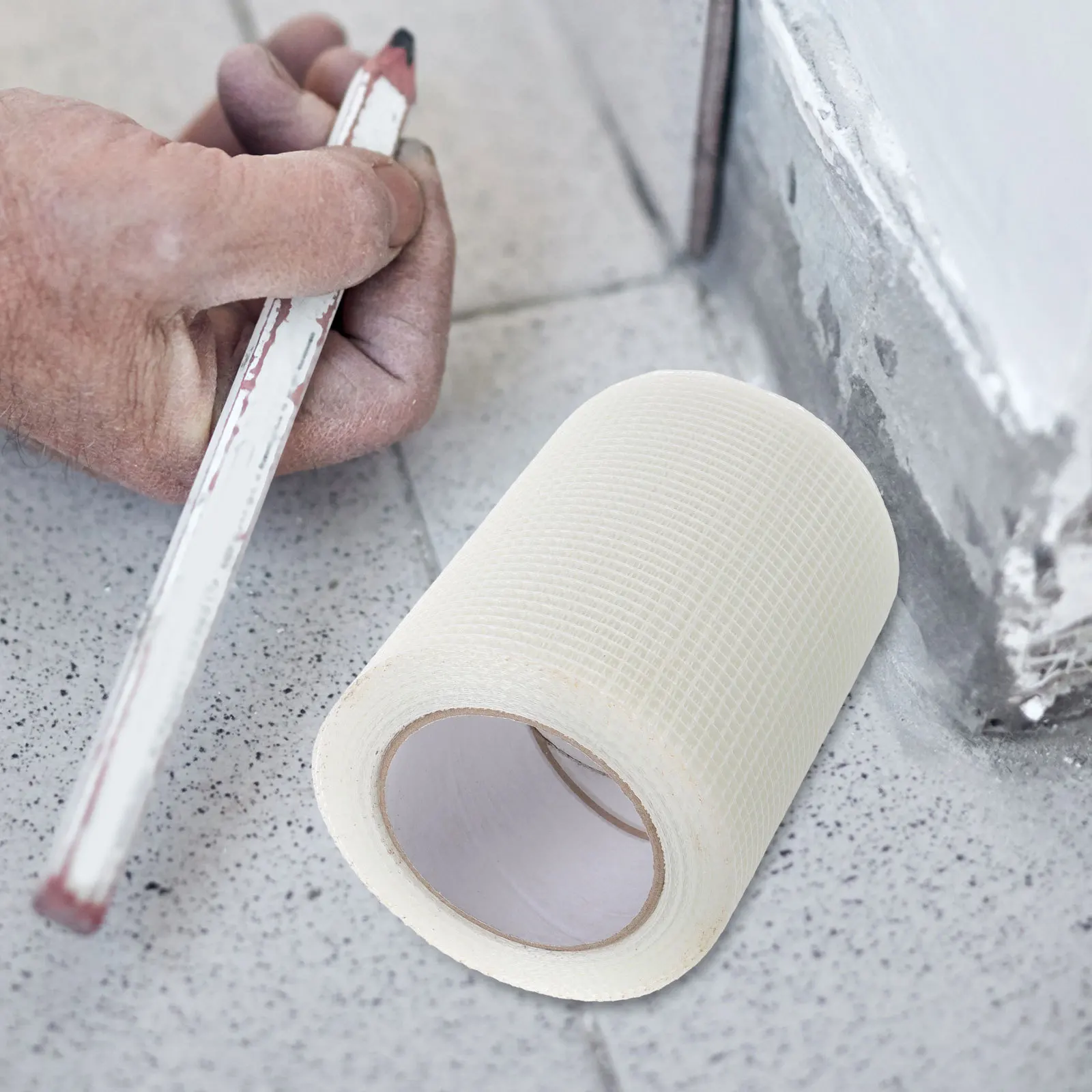 

1 Roll Self Adhesive Drywall Mesh Tape for Seamless Wall Repair Crack Resistant Fiberglass Tape for Interior Exterior Gaps Fix