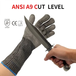 NMShield Long Style Stainless Steel Wire Gloves Butcher Fish Oyster Garden Cutting Slaughtering Chainsaw Anti Cut Safety Glove