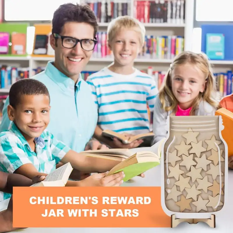 Reward Jar With Stars Children Kids Responsibility Reward System Wooden Motivational Reward Jar Incentive Jar For Classroom Home