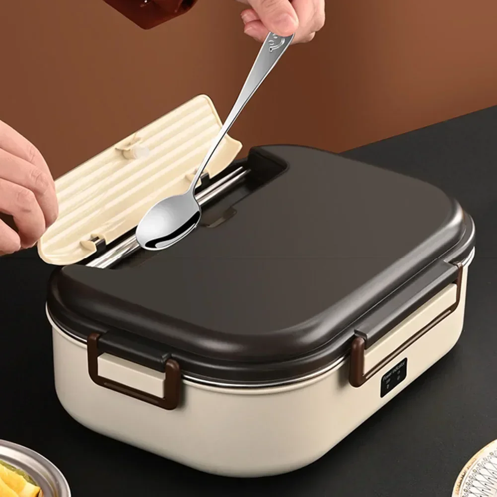 Electric Heated Lunch Box Insulation Bento Stainless Steel Food Heater Portable Bento Microwae Heating Food Container 50W