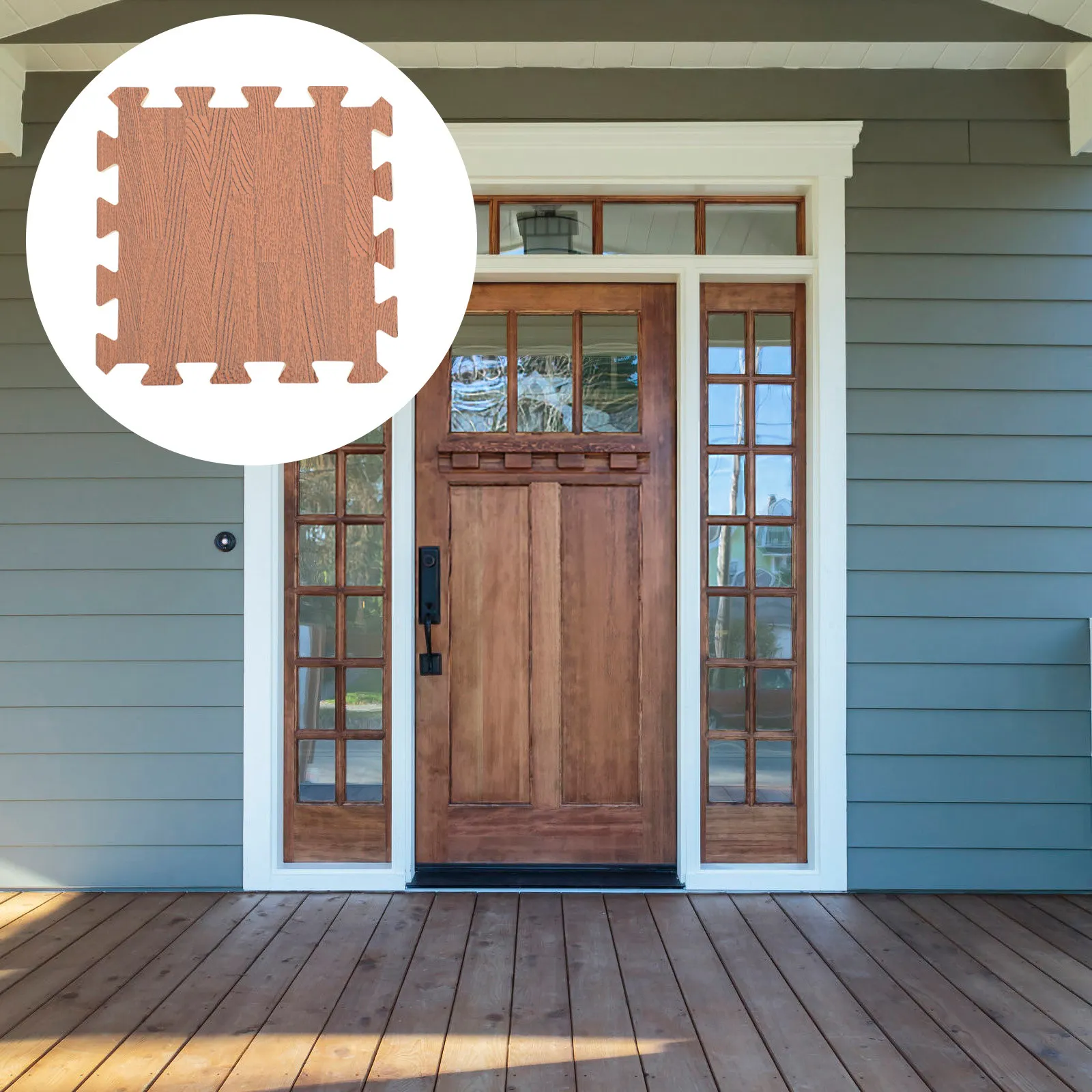 

12Pcs Faux Wood Finish Interlocking Eva Floor Tiles Non-Slip Comfortable Puzzle Mats for Indoor Workouts Yoga Pilates Fitness