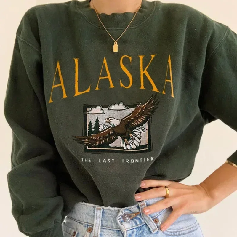 Sudaderas con capucha de lana para mujer, suéter de manga larga con cuello redondo, holgado, Estilo Vintage, S-3XL e informal, para otoño e invierno, novedad