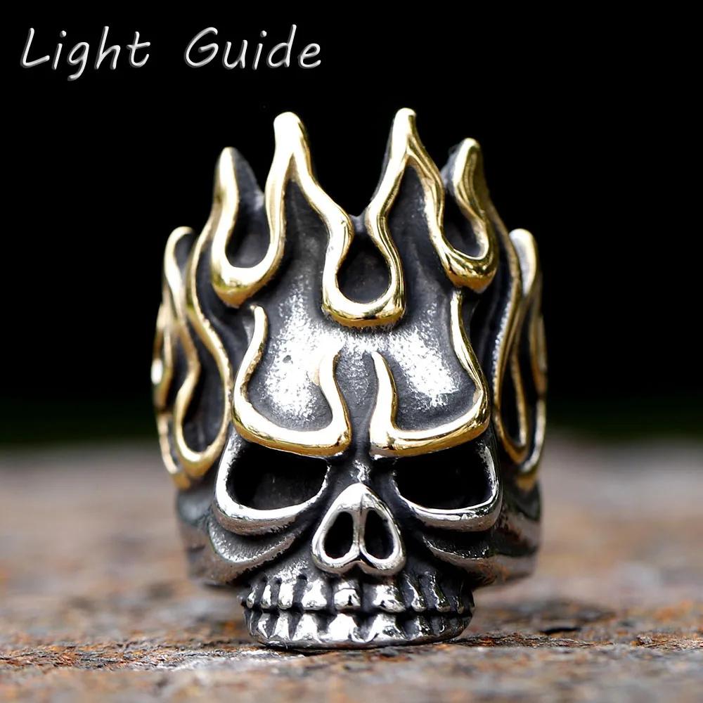 

2023 new Vintage 316L stainless steel Gothic Steel Skull Rings Man Punk Rock Men Ring Party Jewelry Accessories free shipping