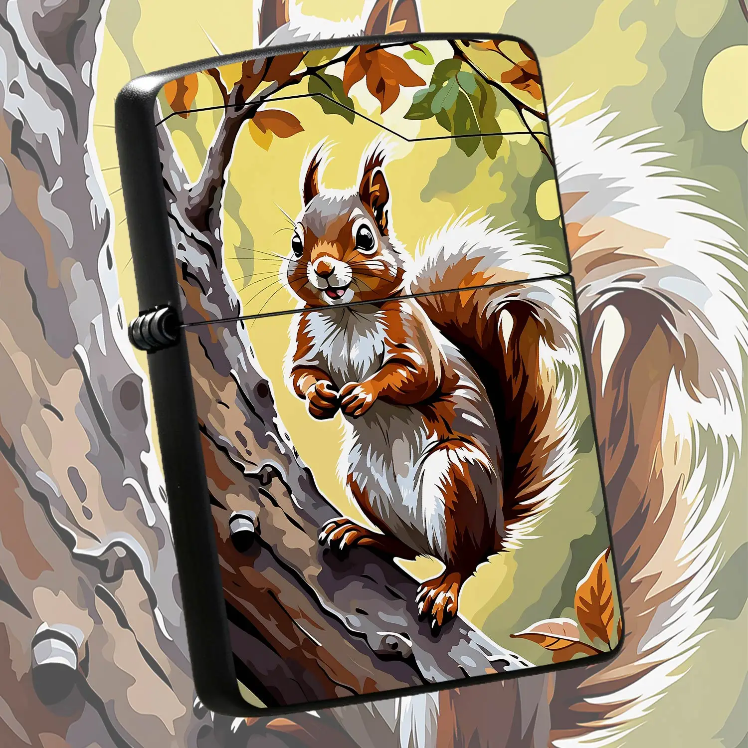 Cute Autumn Squirrel Pattern Portable Lighter, Stylish Hand-Painted Fall Design, Ideal For Outdoor Camping Daily Use Gifting, Delicate Lightweight Accessory For Various Occasions, Perfect Creative Present For Families F A Humorous And Inter