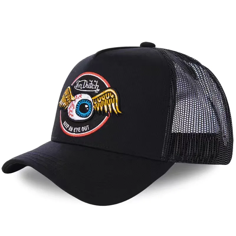 Men\'s Hiphop Cap Big Eyes Design Street Summer Sun Protection Breathable Embroidery Cap Hiphop Singer with Embroidery Cap