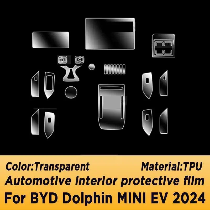 For BYD Dolphin MINI EV Electric 2024 Gearbox Panel Navigation Screen Automotive Interior TPU Protective Film Cover Anti-Scratch