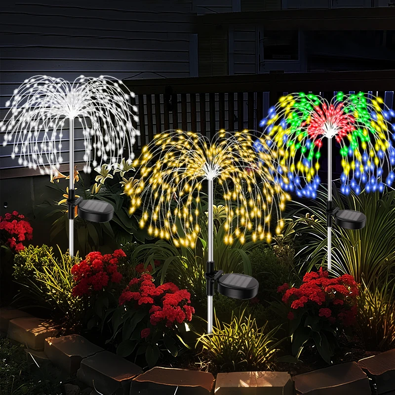 Garden Decor Solar Pathway Lights 200LED Outdoor Waterproof Firework Fairy Lights for Patio Lawn Yard Walkway image 6