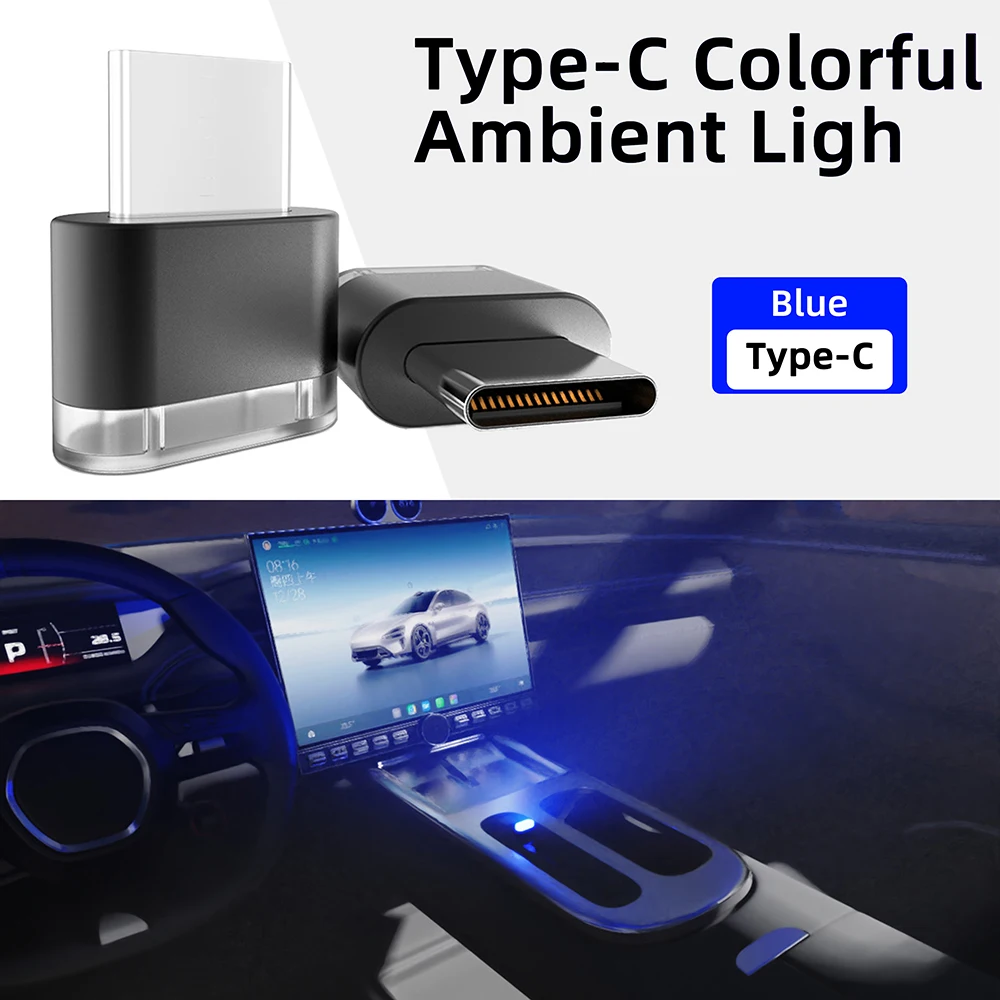 Neue Typ-C Auto Innen Umgebungs Atmosphäre Licht LED Signal Lichter Auto Lesen Lampe Dekorationen Auto Innen Zubehör