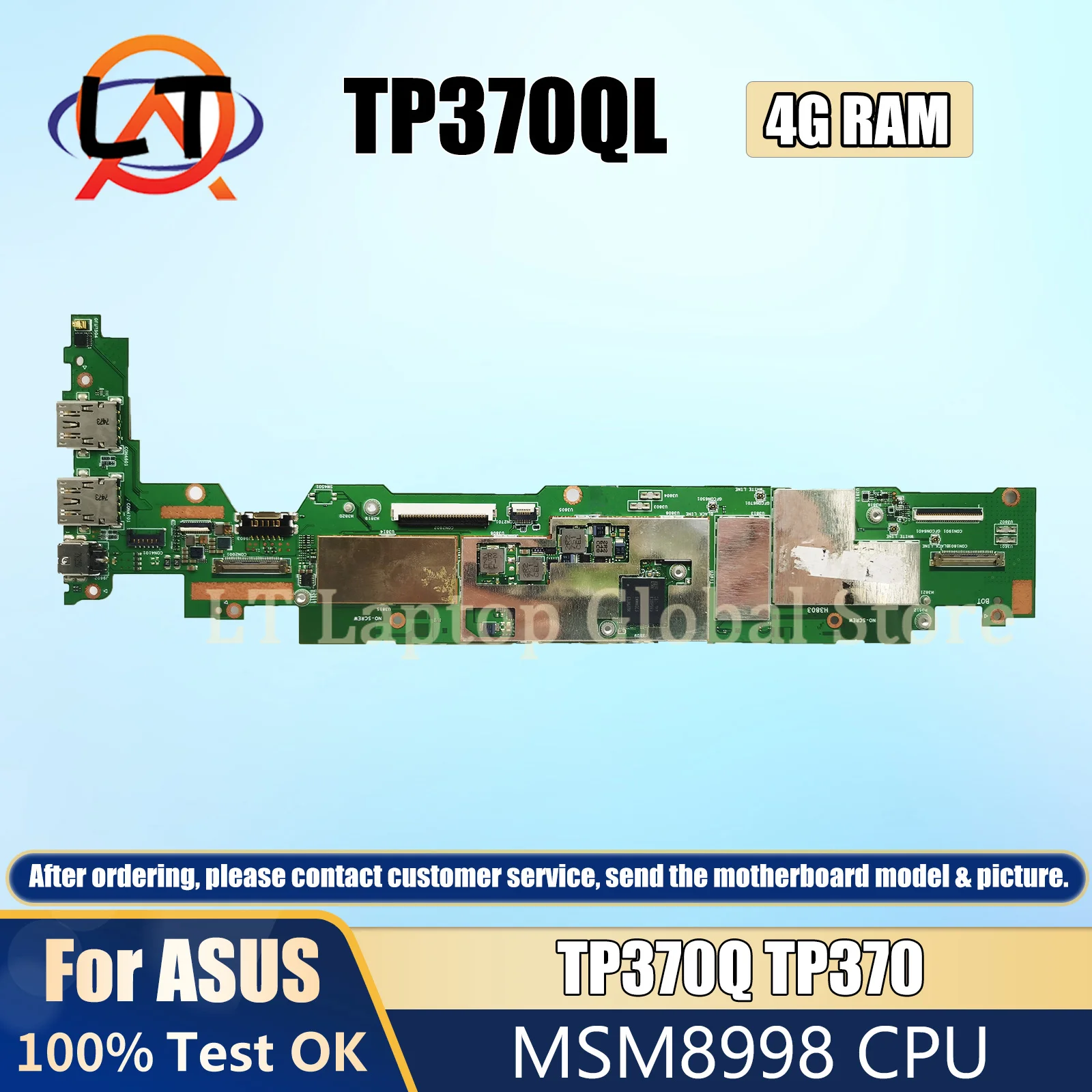 

TP370QL MainBoard For ASUS TP370 TP370QL TP370Q 90NR0060-R00040 Laptop Motherboard MSM8998 4G-RAM 64G/128G-SSD