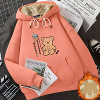 ITOOLIN Autumn Winter Women Printed Cute Cashmere Warm Hooded Loose Casual Sweatshirt Fleece Thicken Thermal Hoodies Pullover