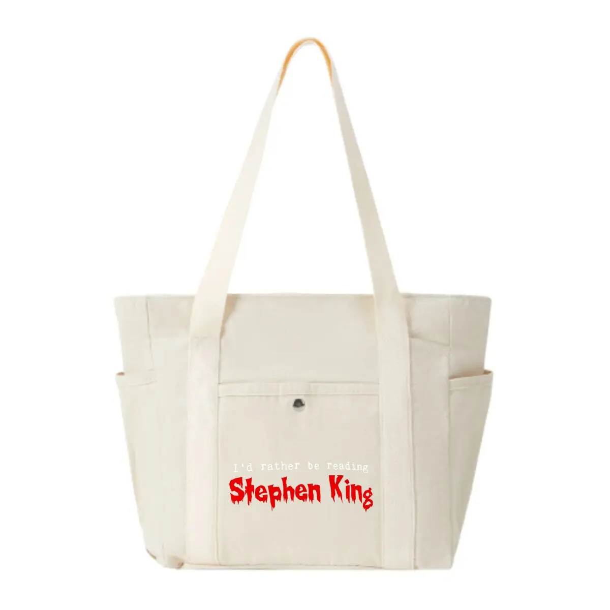 

“I’d Rather Be Reading Stephen King” Large Canvas Tote Women's Casual Vintage Commute Bag