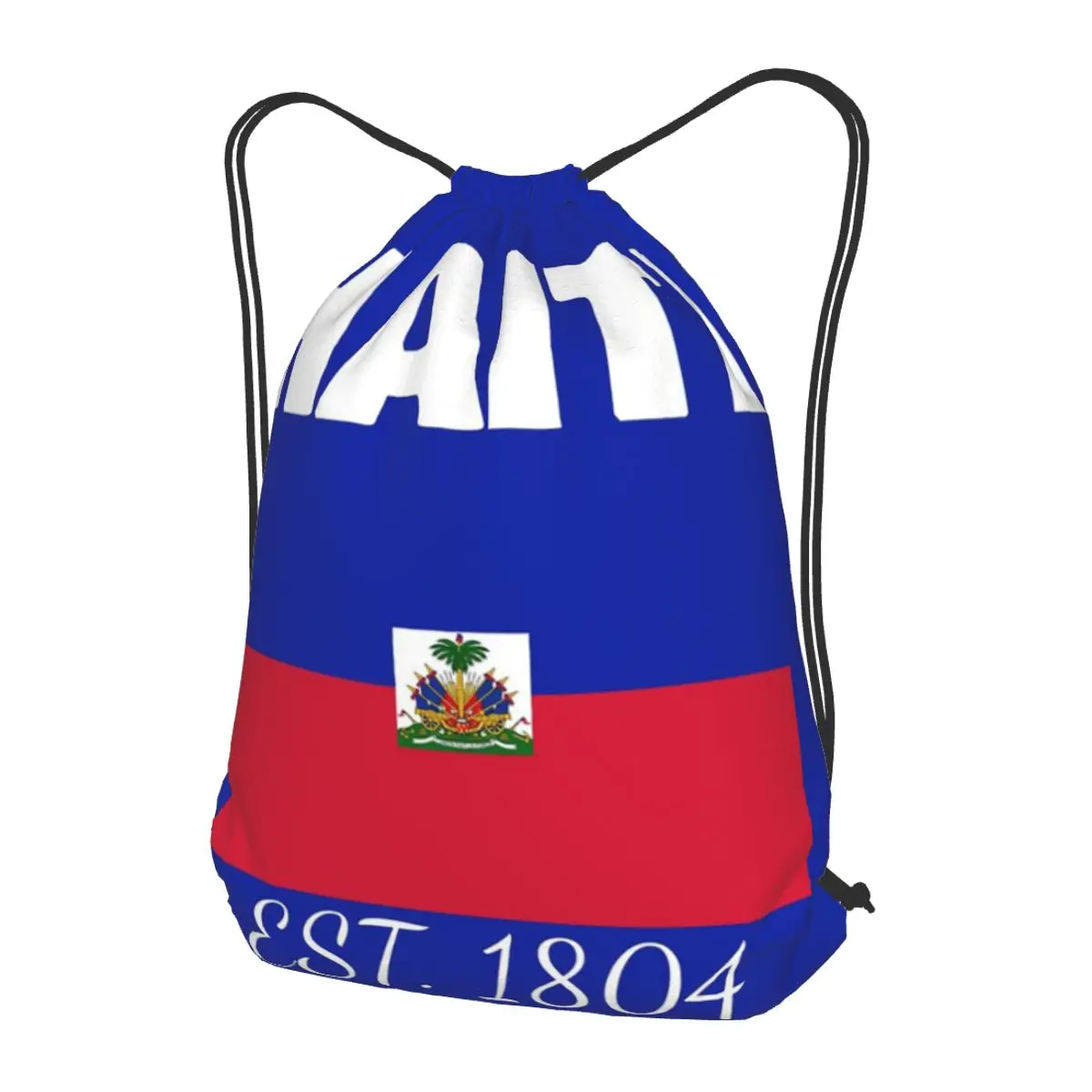 

Haiti EST. 1804 Independence Haitian Flag Backpacks Fashion Drawstring Bags Shoes Bag Book Bags for Man Woman Students