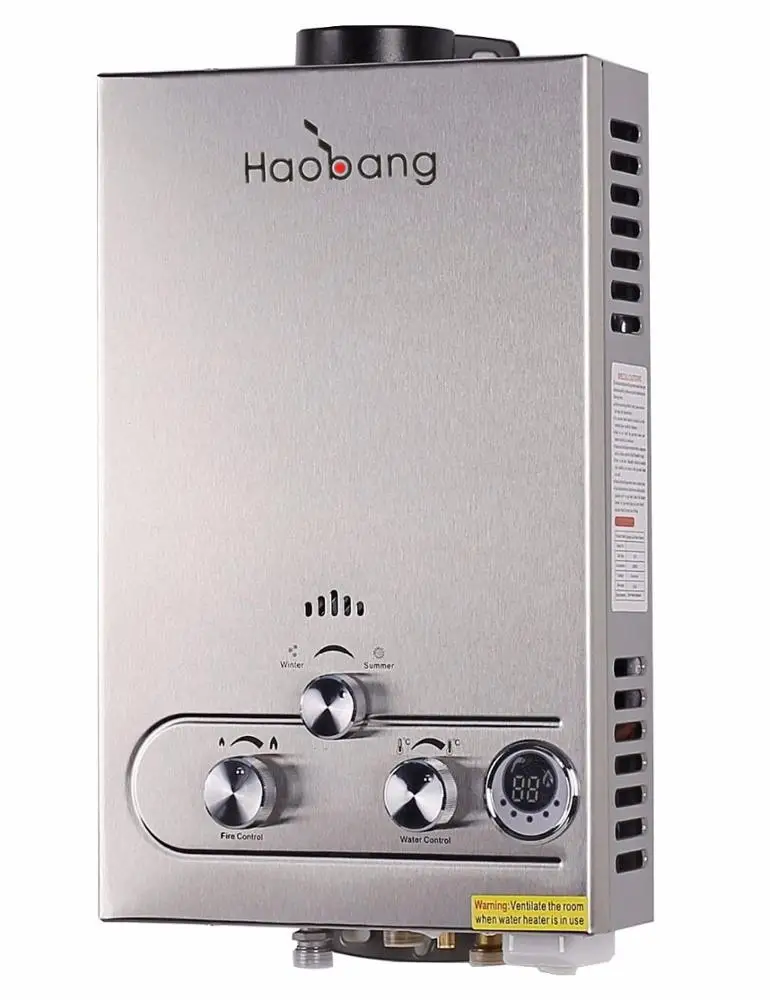 سخان مياه غاز بدون خزان سعة 6 لتر - ماء ساخن فوري عند الطلب للاستخدام المنزلي والخارجي (تصميم موفر للطاقة ومتين) ​