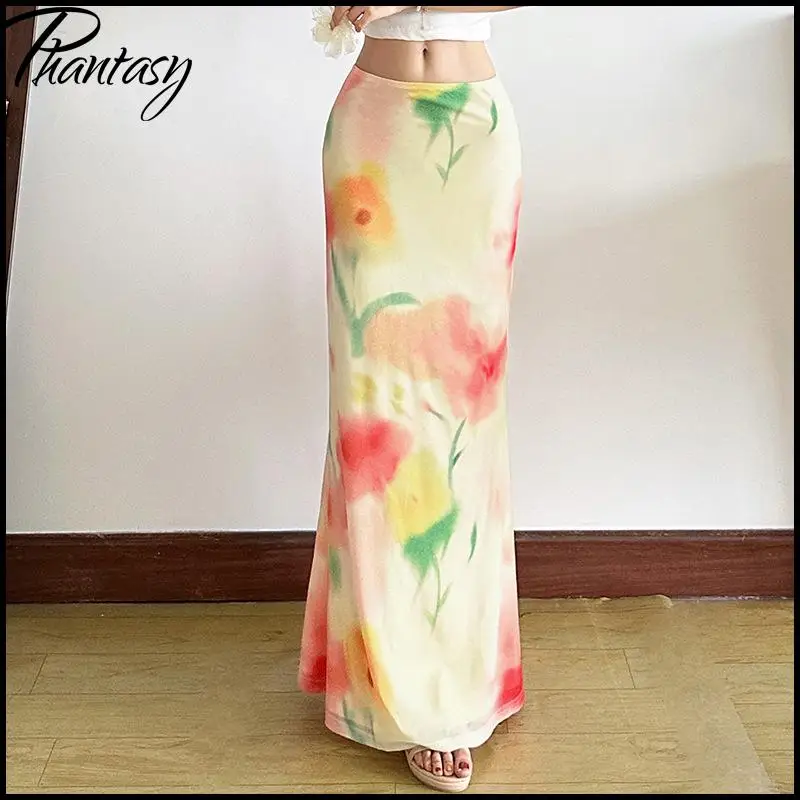 2026 lente zomer resort casual strandrok Europees-Amerikaanse stijl bloemenprint ingerichte fishtail lange rok mode streetwear