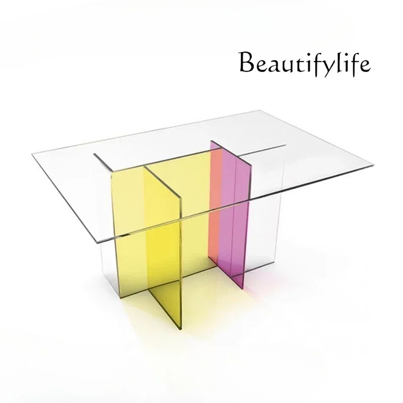 New Modern simple and stylish acrylic color transparent coffee table living room tea table designer table