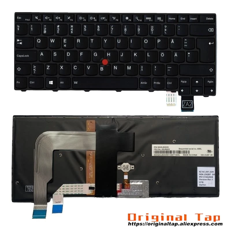 SE Teclado retroiluminado finlandês sueco para Lenovo Thinkpad T460p 00UR381 00UR421