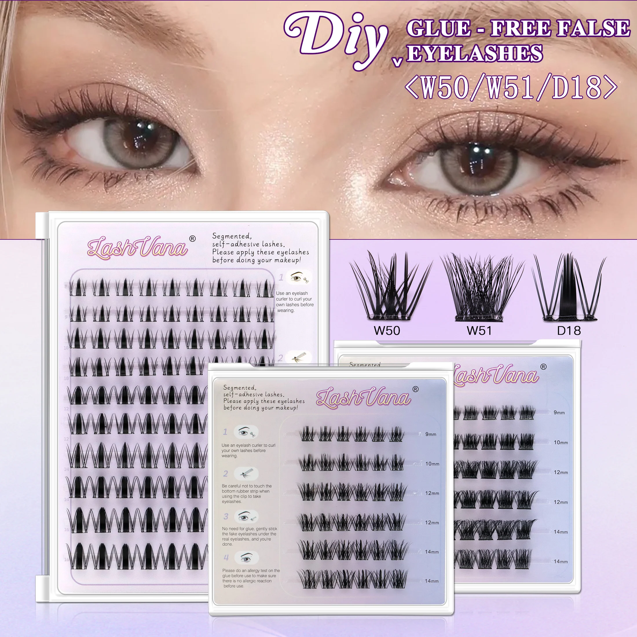 رموش صناعية خالية من الغراء يمكنك صنعها بنفسك سهلة الارتداد ولا حاجة لإزالة وصلة الرموش الفردية maquillaje cosplay مكياج متعدد الأنماط