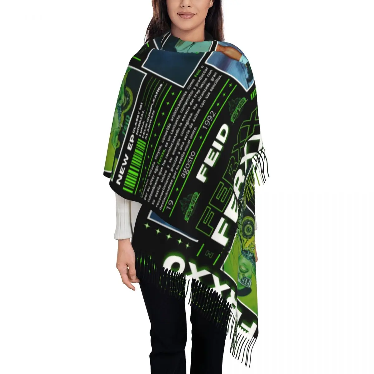 

Feid Ferxxo шарф накидка женский длинный зимне-осенний теплый платок с кисточками унисекс Opor Su Alter Ego шарфы