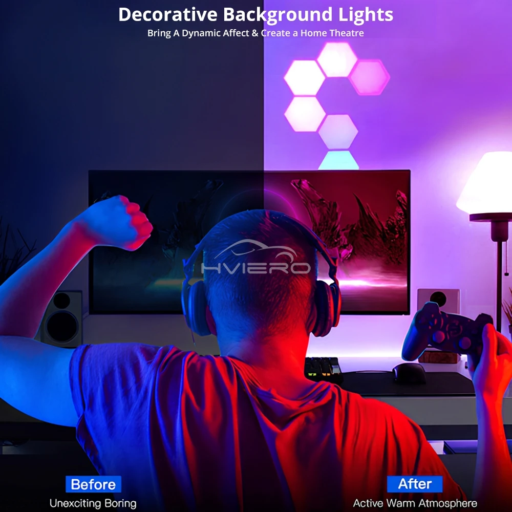 Hexagon Wall Sensing Lamp LED RGB Touch Sensor Honeycomb Light DC 5V Colorful Remote Control Night Decoration For Room Bedroom