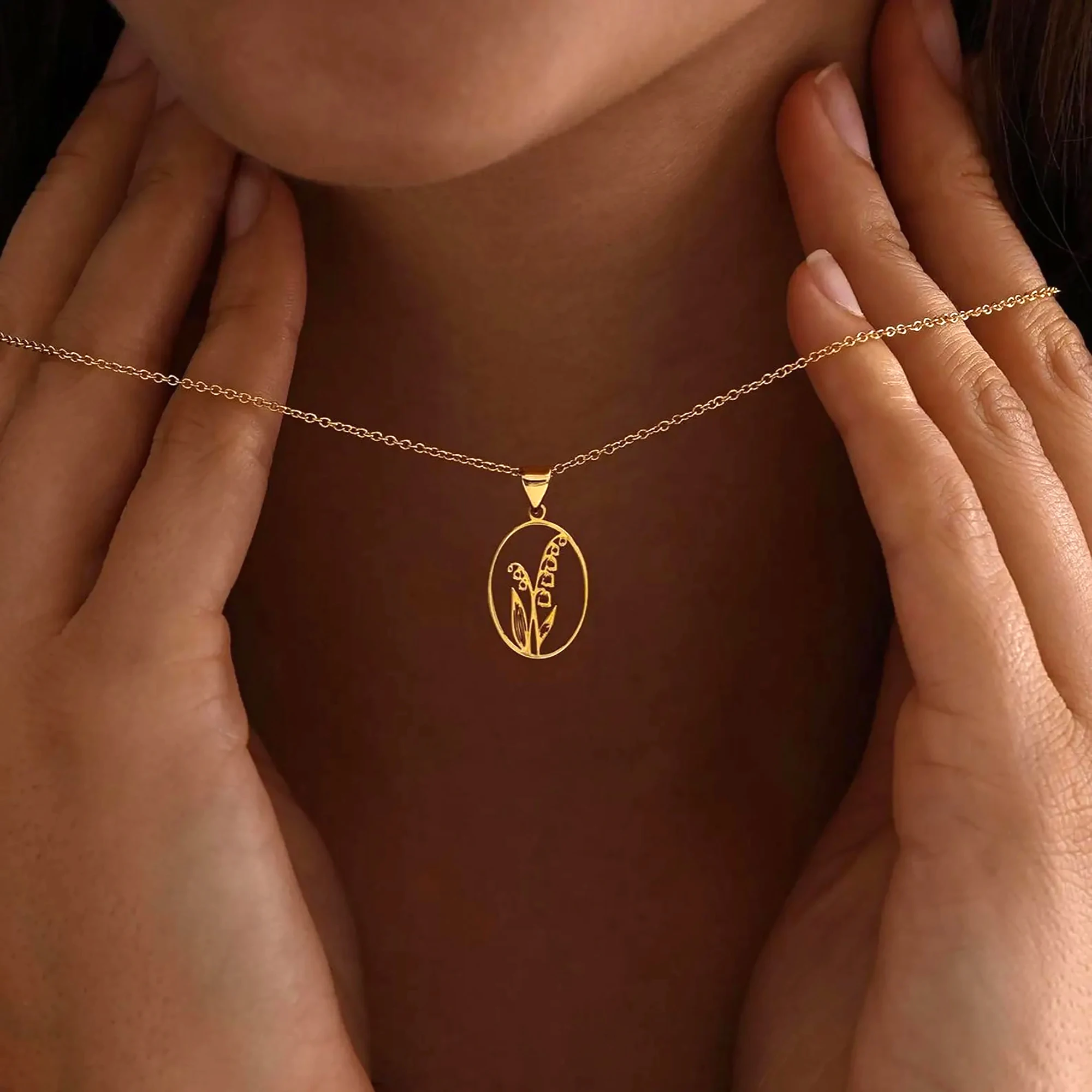 Custom Birth Month Flower Necklaces For Women Stainless Steel Customized Necklace Pendant Personalized Neck Chain Jewelry Gift
