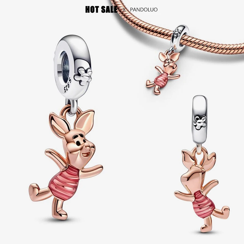 Disney Winnie the Pooh Piglet Dangle Charm Beads Fits Pandora Bracelet For Women 925 Silver Pendant Beads Jewelry Hot Sale Gift