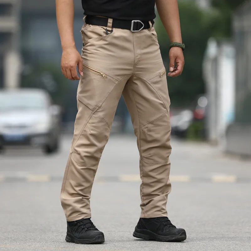 Mode Rits Grote Zak Militaire Fans Cargo Broek Heren Casual Vissen Waterdichte Broek Klassieke Leger Tactische Broek Voor Man