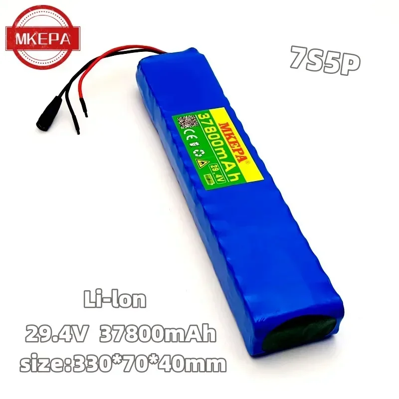 7S5P 29.4V 37800mAh electric bicycle motor, ebike scooter 24V lithium-ion battery pack 18650 Li-ion rechargeable battery 15A