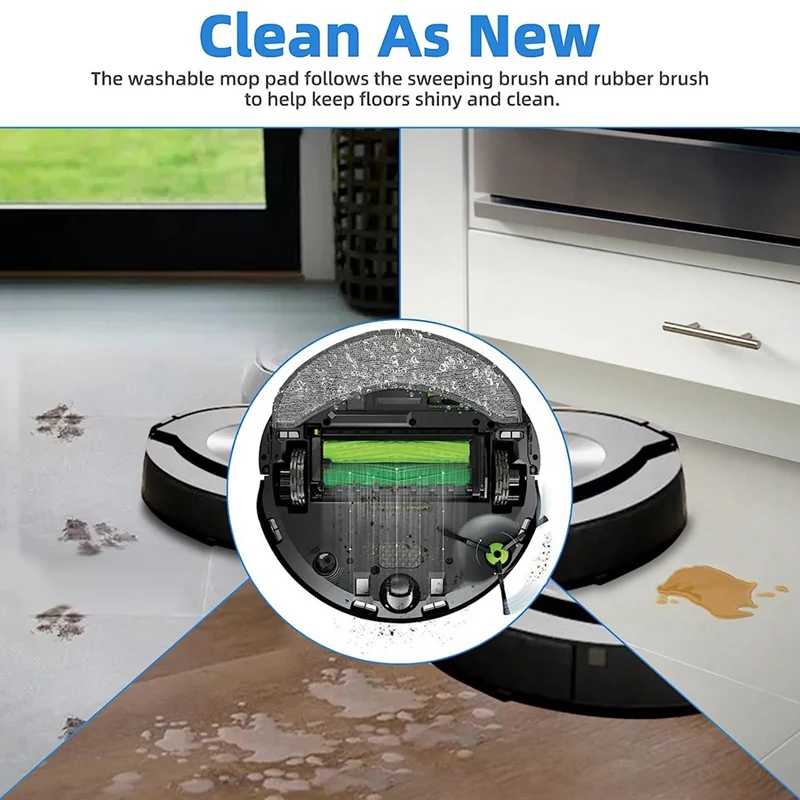قطع غيار مكنسة كهربائية روبوت ، فرش مطاطية ، فرشاة جانبية ، قماش ممسحة لـ Irobot Roomba compo J7 + ، 12 100