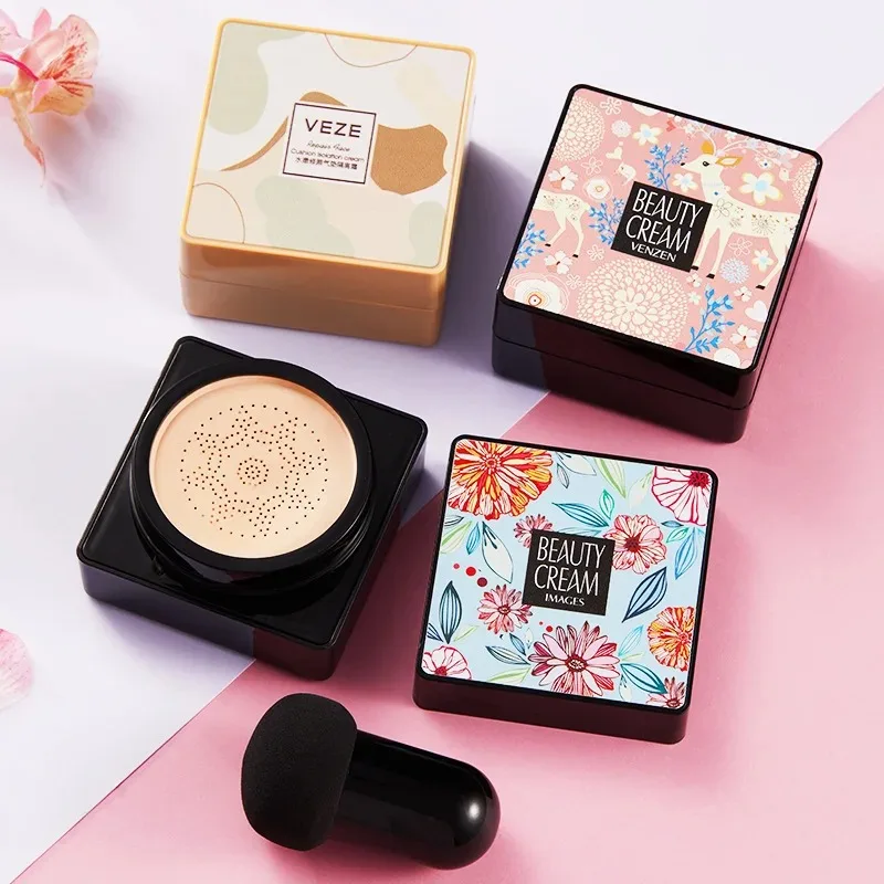 Base de Maquillaje BB Air Cushion CC Cream con Aplicador de Esponja, Blanqueadora, Resistente al Agua, Iluminadora, Tono Base Facial, Estilo Coreano